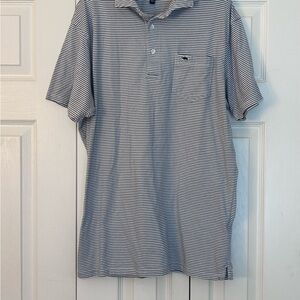 Fish Hippie Co. Men's Striped Polo Shirt - Blue L